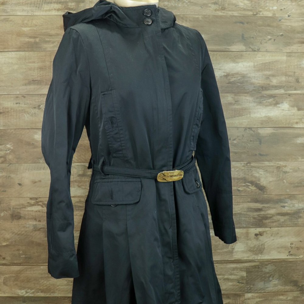 Atos Lombardini Sz 8 Black Hooded Belted Jacket